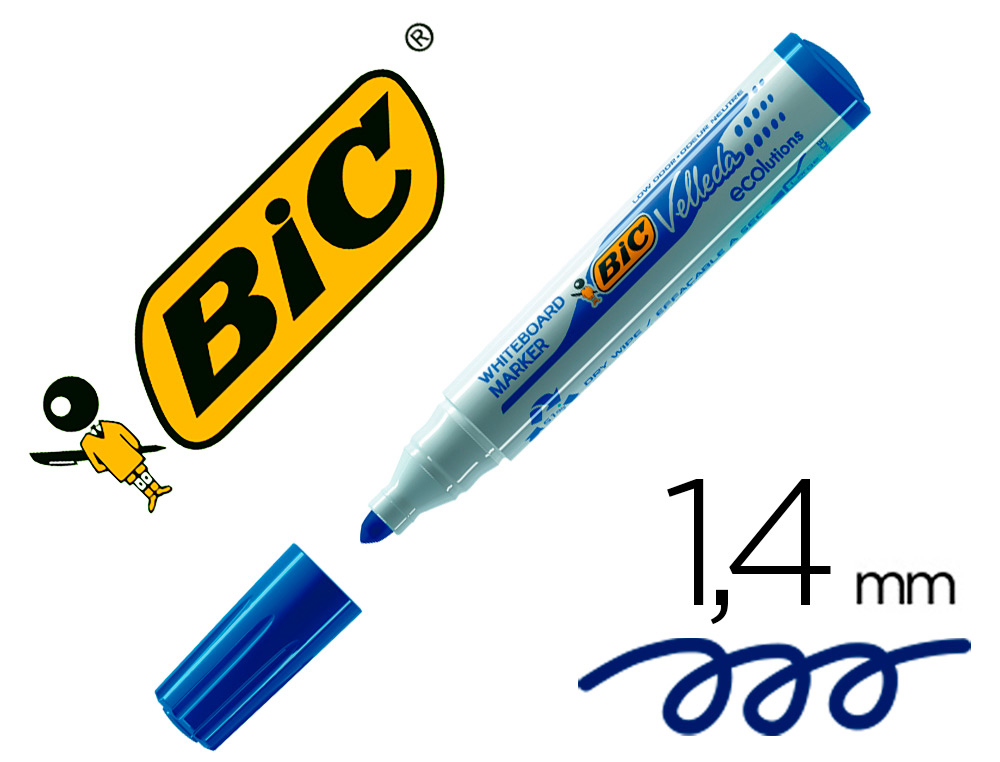 Rotulador bic velleda para pizarra azul punta redonda 1,3 mm