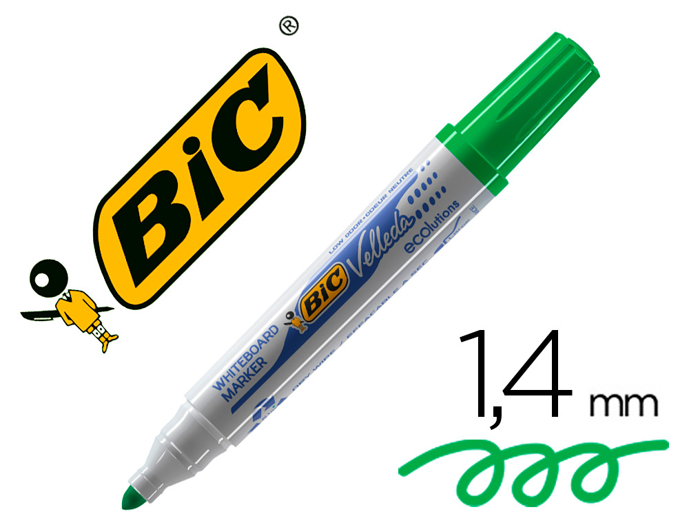 Rotulador bic velleda para pizarra verde punta redonda 1,3 mm