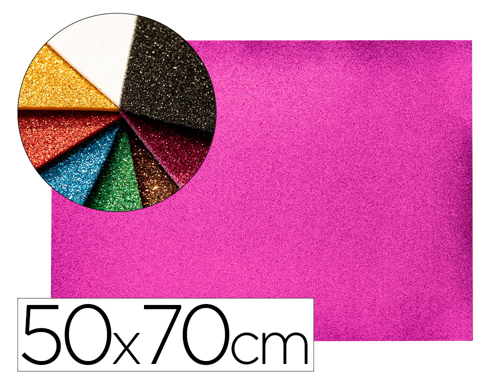 Goma eva con purpurina biodegradable liderpapel 50x70cm 60g/m2 espesor 2 mm violeta