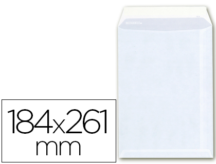 Sobre liderpapel bolsa a-6 offset blanco 100 gr 184x261 mm con tira de silicona caja de 250 unidades