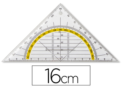 Escuadra liderpapel geometria 16 cm plastico cristal con pestaña de sujeccion