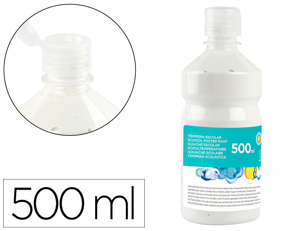 Tempera liquida liderpapel escolar 500 ml blanco