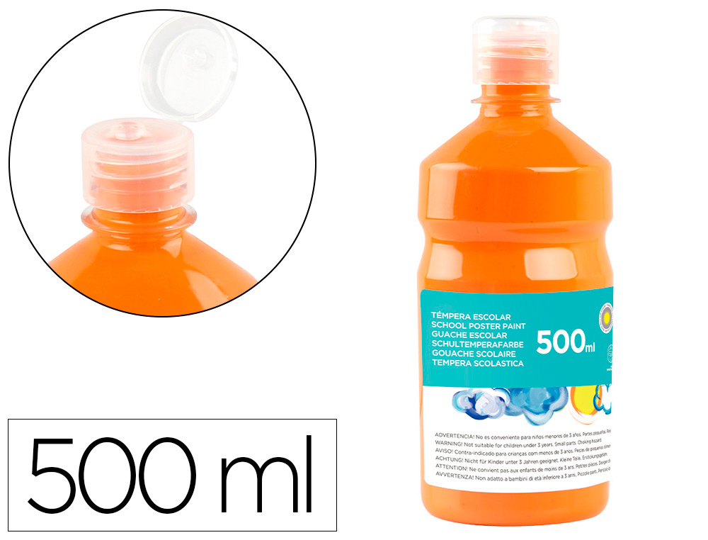 Tempera liquida liderpapel escolar 500 ml naranja