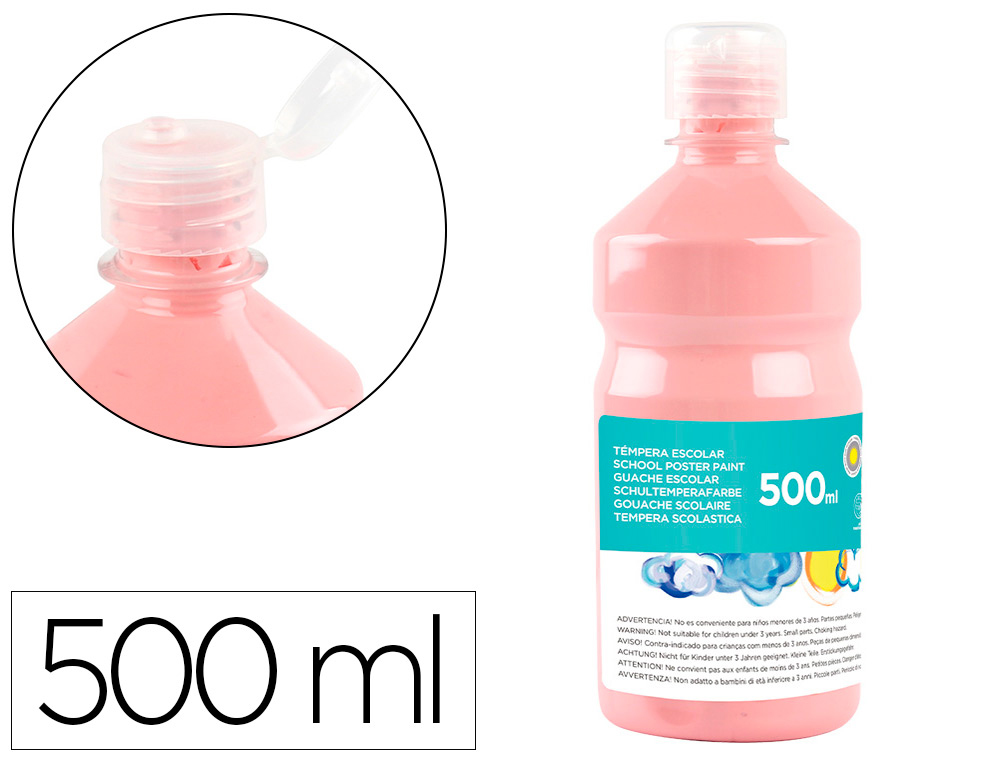 Tempera liquida liderpapel escolar 500 ml rosa