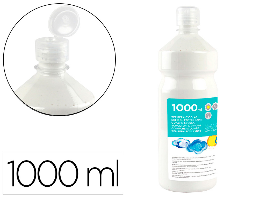 Tempera liquida liderpapel escolar 1000 ml blanco