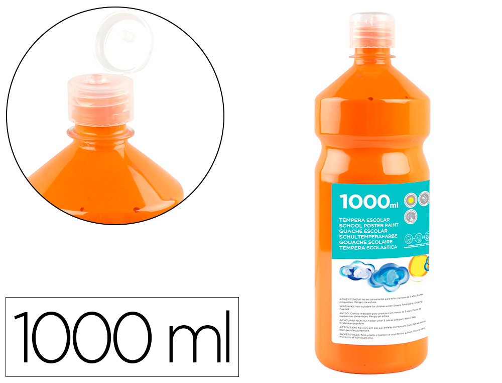 Tempera liquida liderpapel escolar 1000 ml naranja