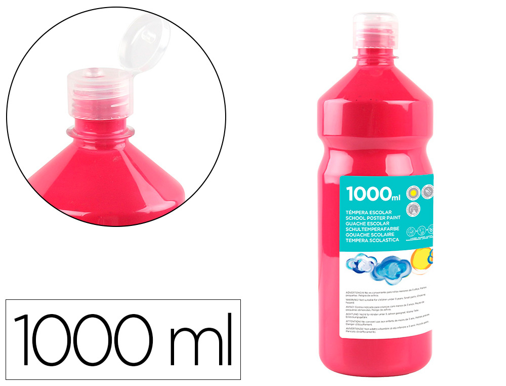 Tempera liquida liderpapel escolar 1000 ml fucsia