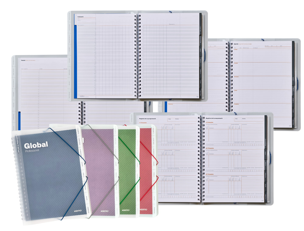 Carpeta global additio a4 con evalucion continua programacion tutoria y reuniones en catalan