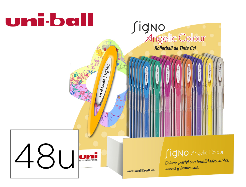 Boligrafo uni ball um-120 signo 0,7 mm tinta gel expositor de 48 colores pastel