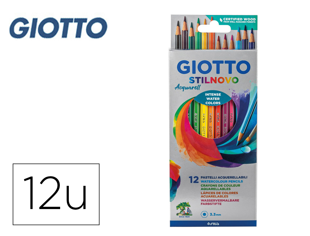 Lapices de colores giotto stilnovo acuarelables caja de 12 colores surtidos