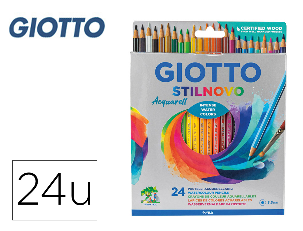 Lapices de colores giotto stilnovo acuarelables caja de 24 colores surtidos