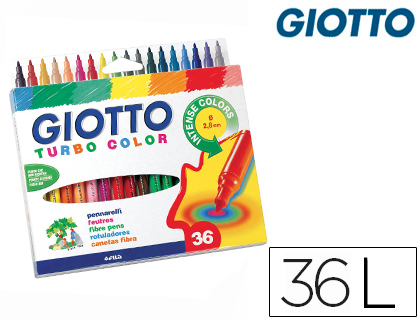 Rotulador giotto turbo color caja de 36 unidades colores surtidos