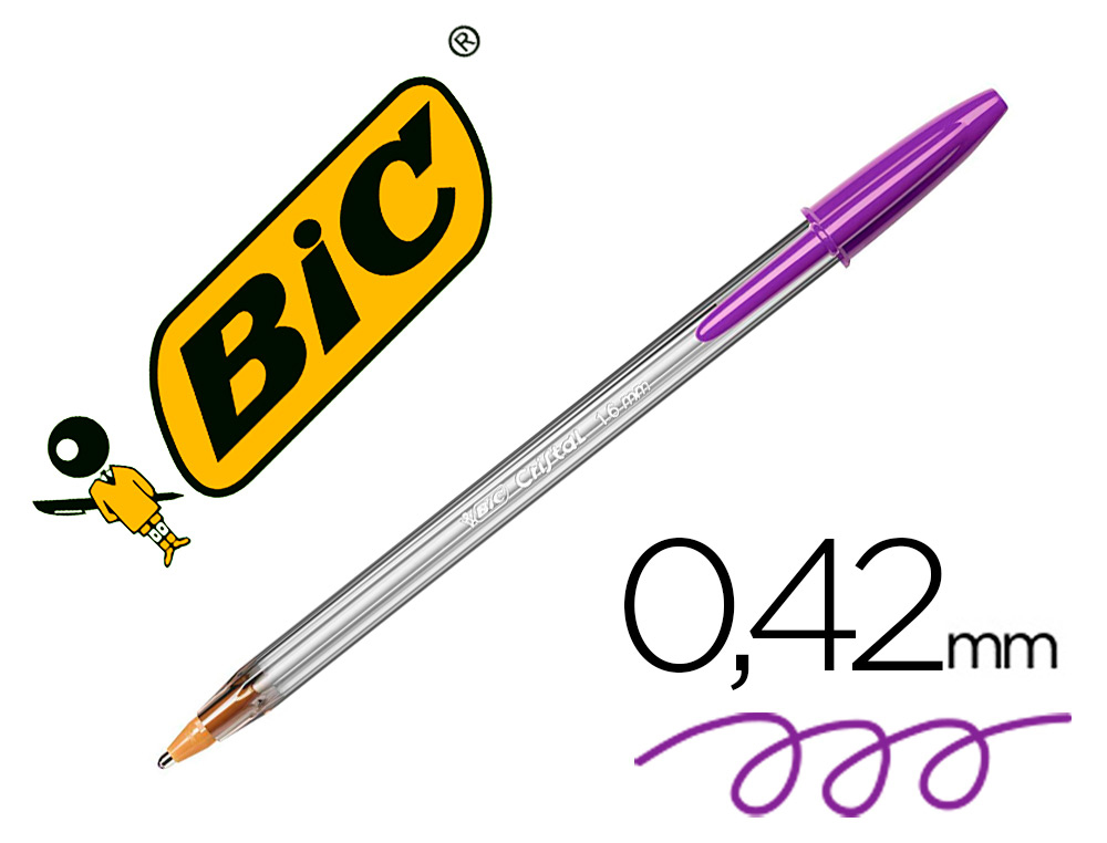 Boligrafo bic cristal fun morado punta 1,6 mm