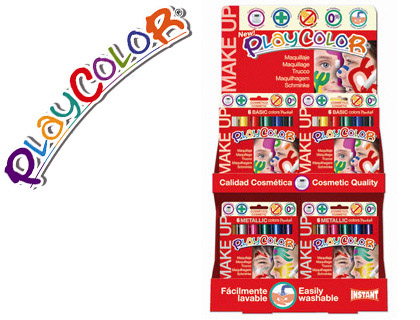 Barra de maquillaje playcolor make up basic expositor de 24 unidades colores surtidos