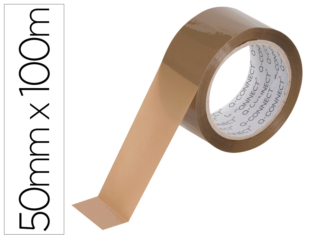 Cinta adhesiva q-connect polipropileno havana 100 mt x 50 mm para embalaje