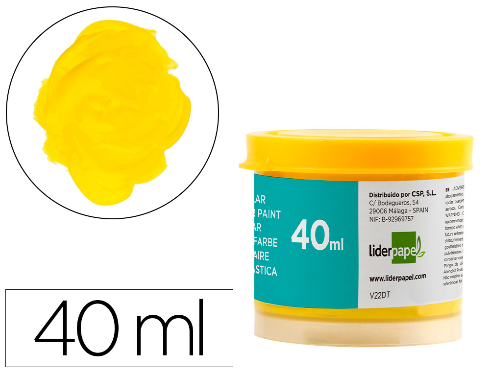 Tempera liderpapel escolar 40 ml amarillo