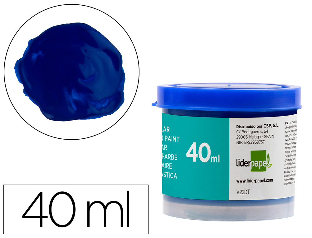 Tempera liderpapel escolar 40 ml azul ultramar