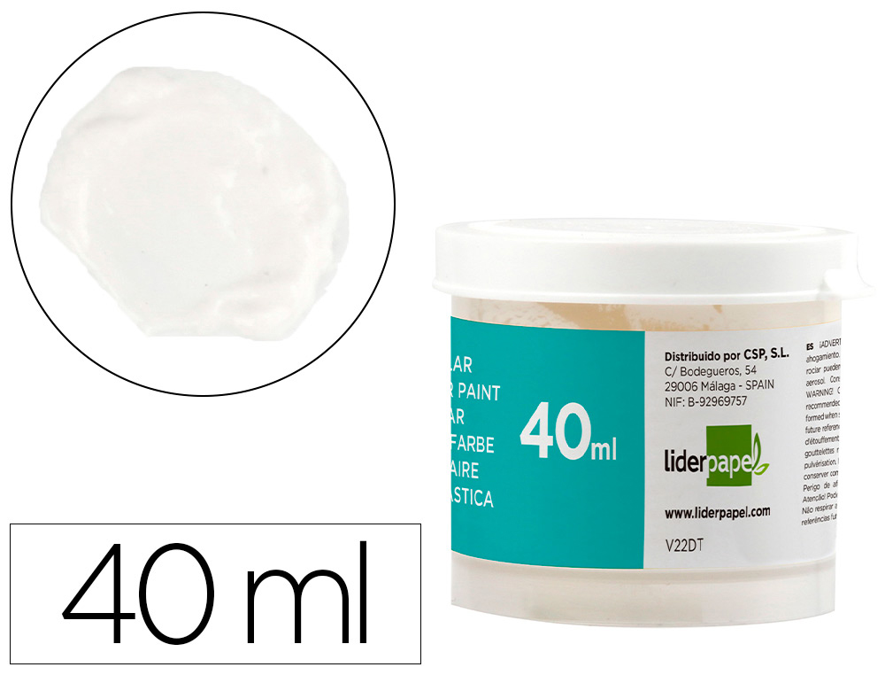 Tempera liderpapel escolar 40 ml blanco