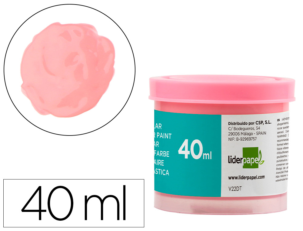 Tempera liderpapel escolar 40 ml rosa