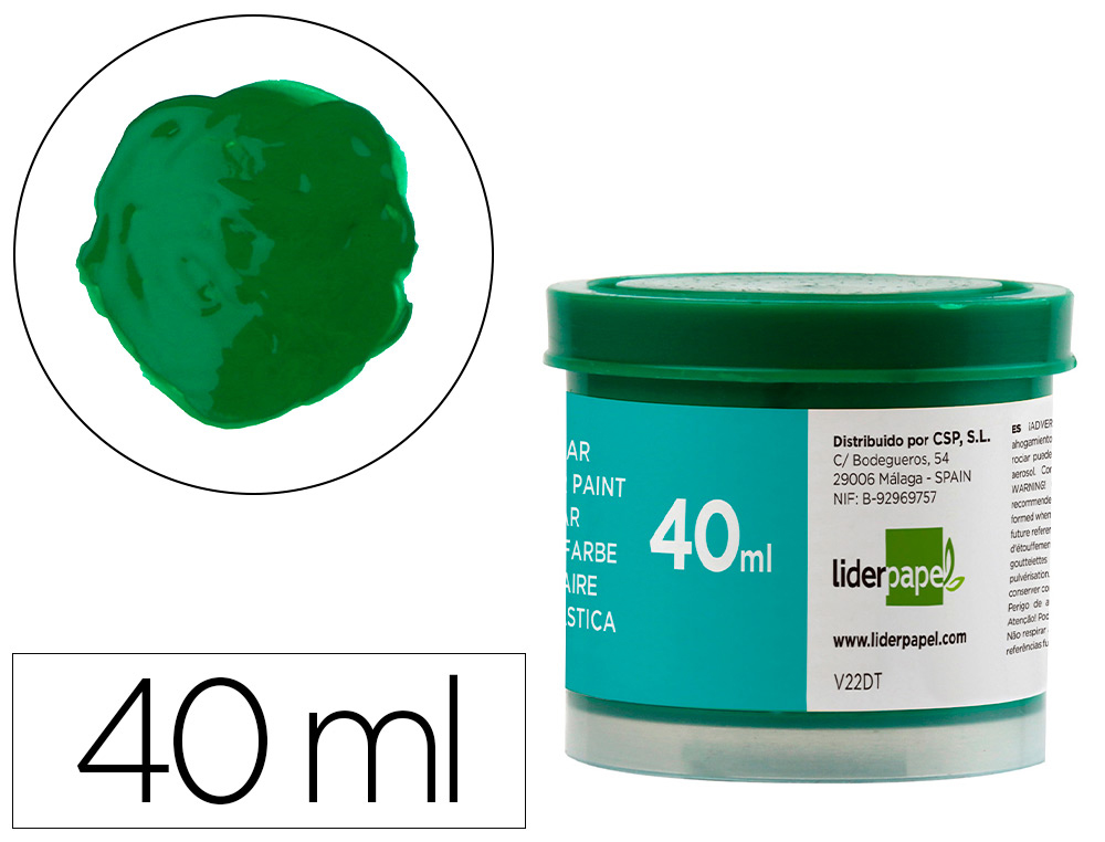 Tempera liderpapel escolar 40 ml verde