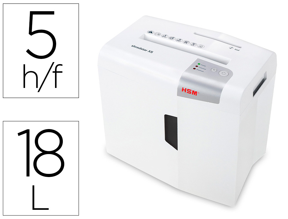 Destructora de documentos hsm shredstar x5 capacidad de corte 5 h en particulas destruye grapas clips cd y tarjetas