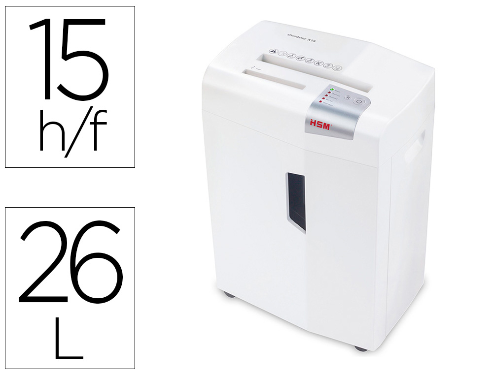 Destructora de documentos hsm shredstar x15 capacidad de corte 15h en particulas destruye grapas clips cd y tarjetas