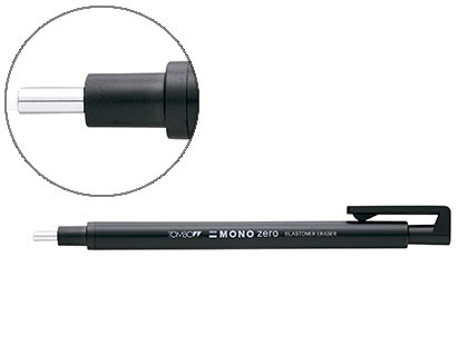 Portagomas tombow mono zero con clip goma redonda 2,3 mm diametro color negro