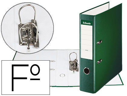 Archivador de palanca esselte carton forrado pvc folio lomo de 75 mm con rado verde