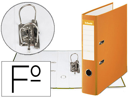 Archivador de palanca esselte carton forrado pvc folio lomo de 75 mm con rado naranja