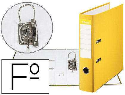 Archivador de palanca esselte carton forrado pvc folio lomo de 75 mm con rado amarillo