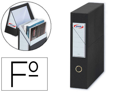 Archivador con tapa pardo carton forrado ollao lomo din a4 80 mm color negro 335x250x80 mm