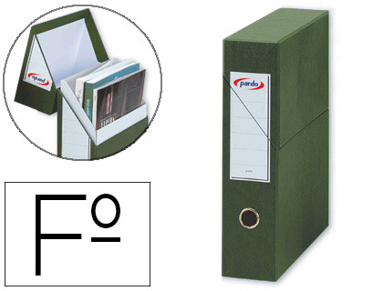 Archivador con tapa pardo carton forrado ollao lomo din a4 80 mm color verde 335x250x80 mm