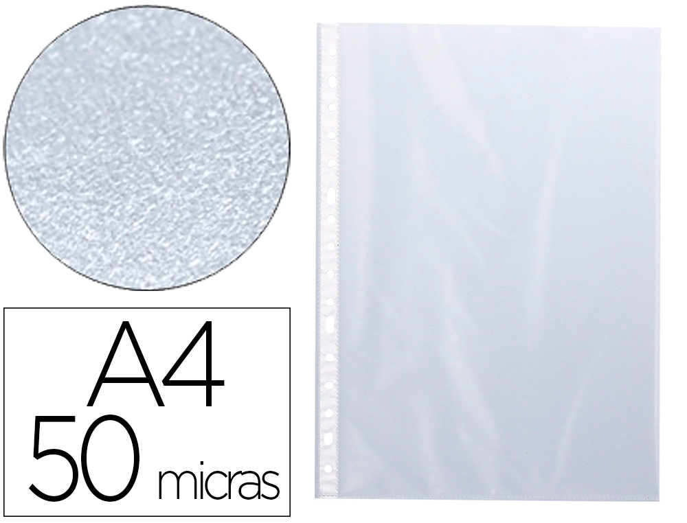 Funda multitaladro q-connect din a4 50 mc piel de naranja caja de 100 unidades