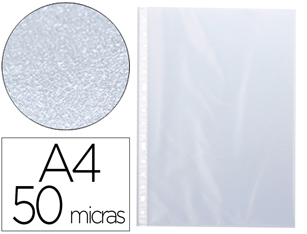 Funda multitaladro q-connect din a4 50 mc piel de naranja bolsa de 100 unidades