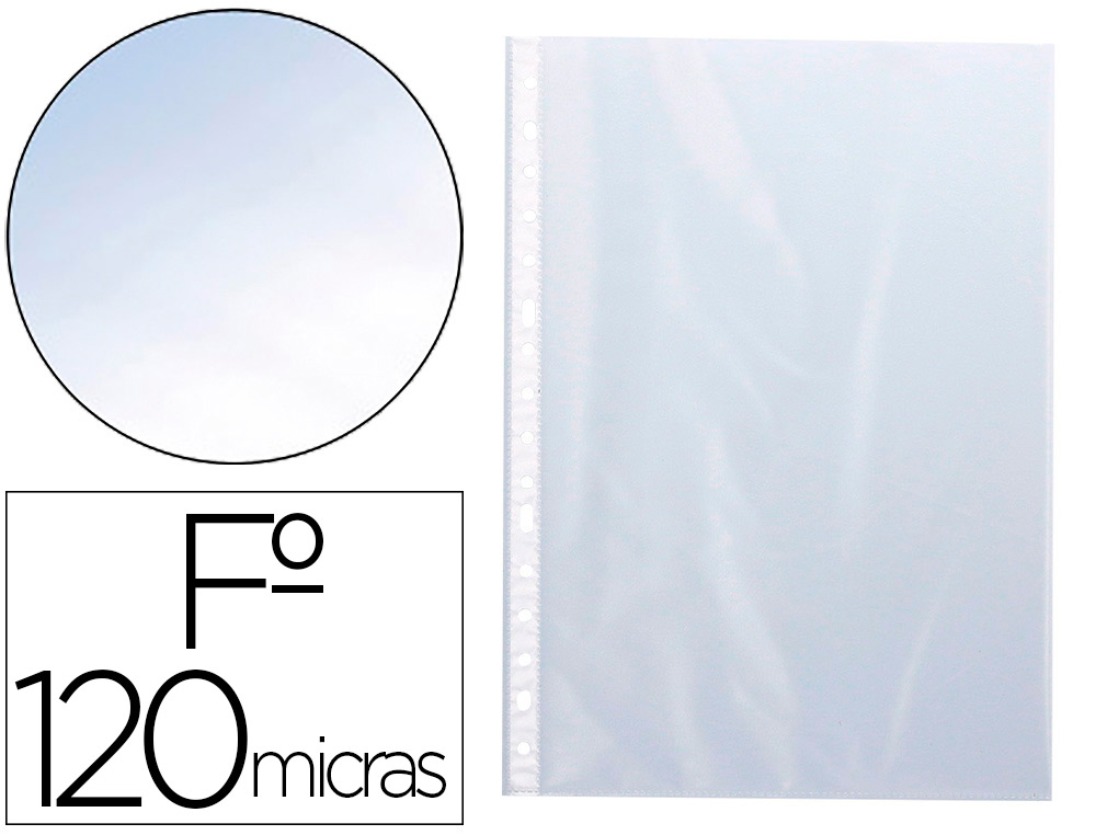 Funda multitaladro q-connect folio 120 mc cristal caja de 100 unidades