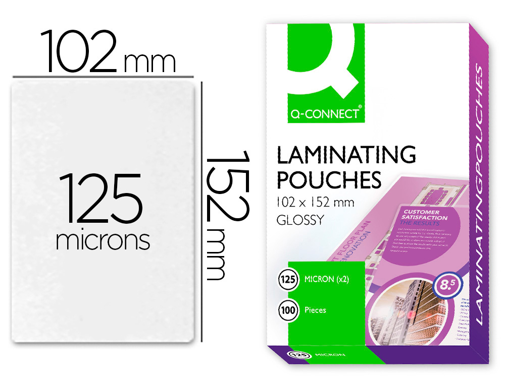 Bolsa de plastificar q-connect 102 x 152 mm 125 mc carnet de futbol caja de 100 unidades