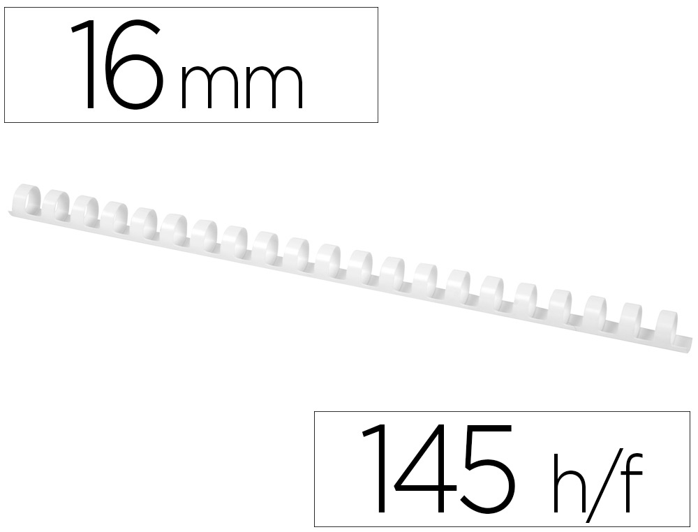 Canutillo q-connect redondo 16 mm plastico blanco capacidad 145 hojas caja de 50 unidades