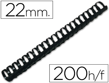 Canutillo q-connect redondo 22 mm plastico negro capacidad 200 hojas caja de 50 unidades