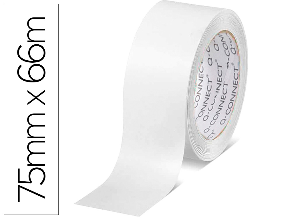 Cinta adhesiva q-connect polipropileno blanca 66 mt x 75 mm para embalaje
