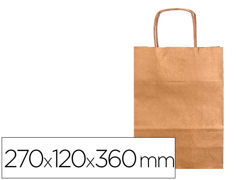 Bolsa kraft q-connect natural asa retorcida 270x120x360 mm