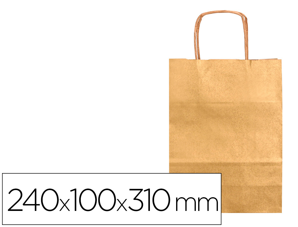 Bolsa kraft q-connect oro asa retorcida 240x100x310 mm