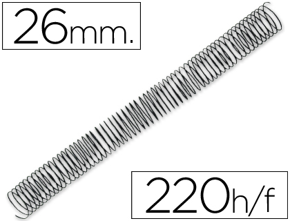 Espiral metalico q-connect 64 5:1 26mm 1,2mm caja de 50 unidades