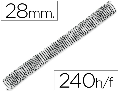 Espiral metalico q-connect 64 5:1 28mm 1,2mm caja de 50 unidades