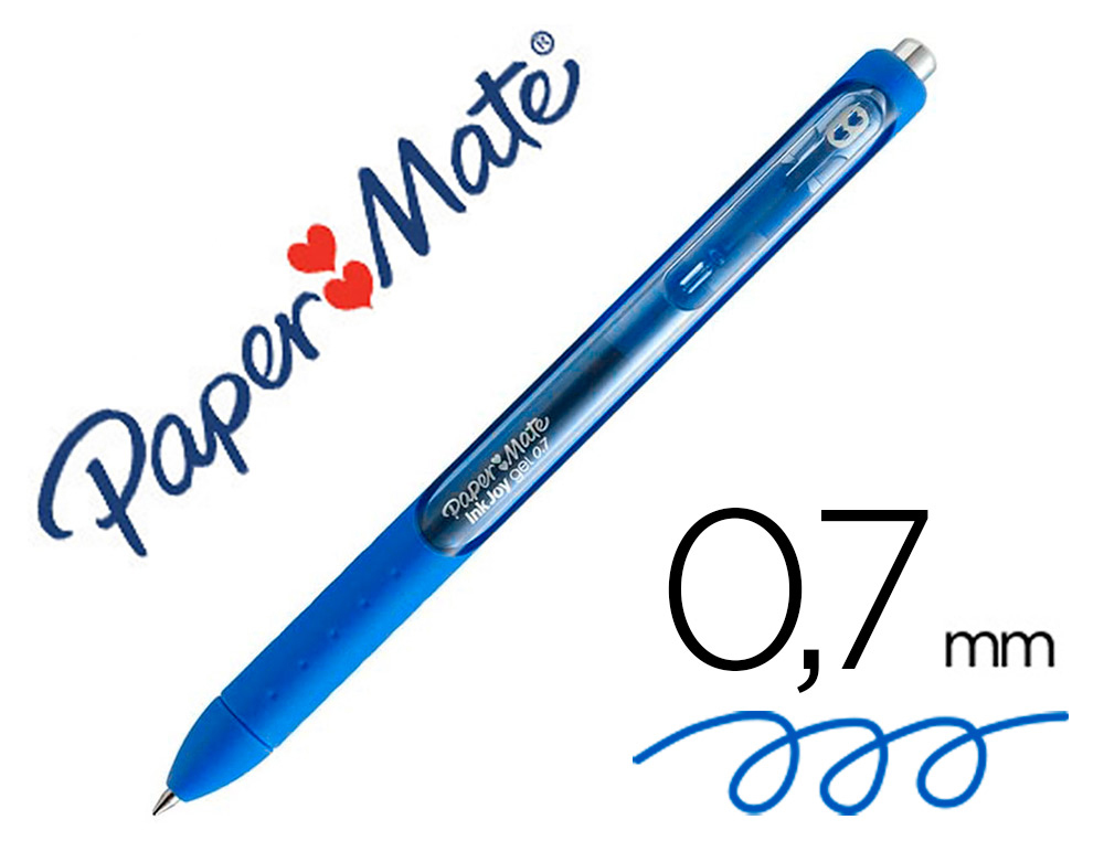 Boligrafo paper mate inkjoy retractil gel pen 0,7mm azul punta de bola trazo 0.35mm