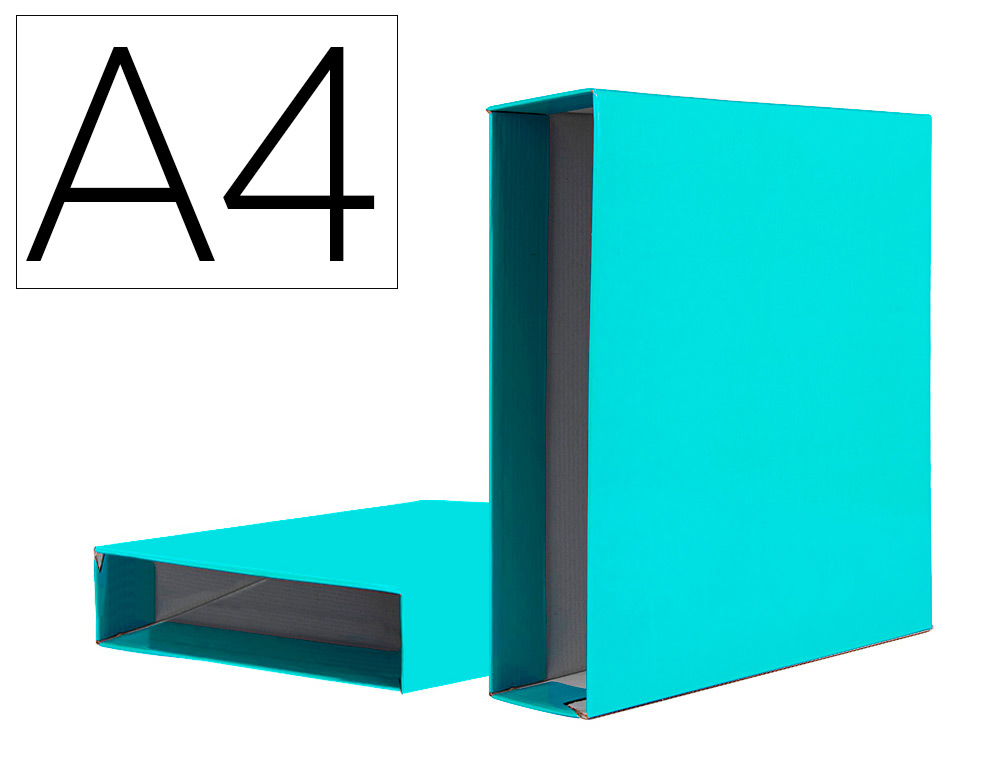 Caja archivador liderpapel de palanca carton din a4 documenta lomo 75 mm verde claro