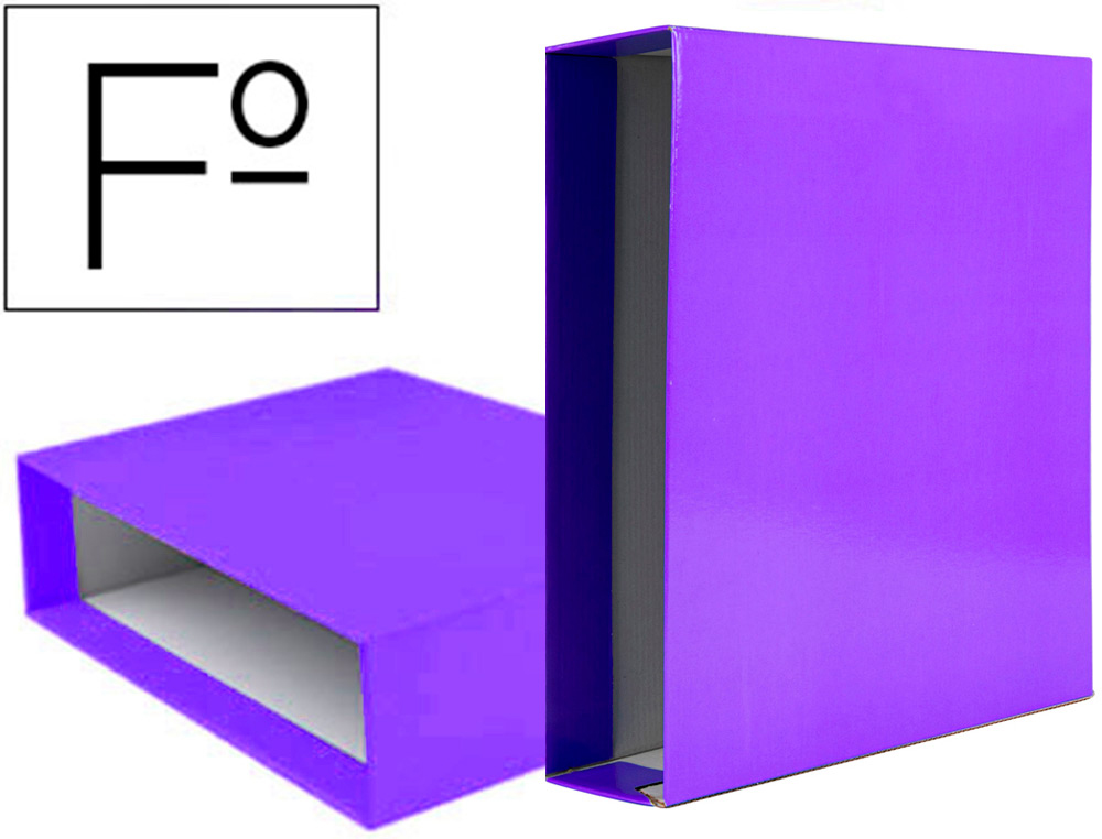 Caja archivador liderpapel de palanca carton folio documenta lomo 75 mm lila