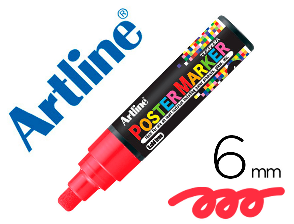Rotulador artline poster marker epp-6-roj punta redonda 6 mm color rojo