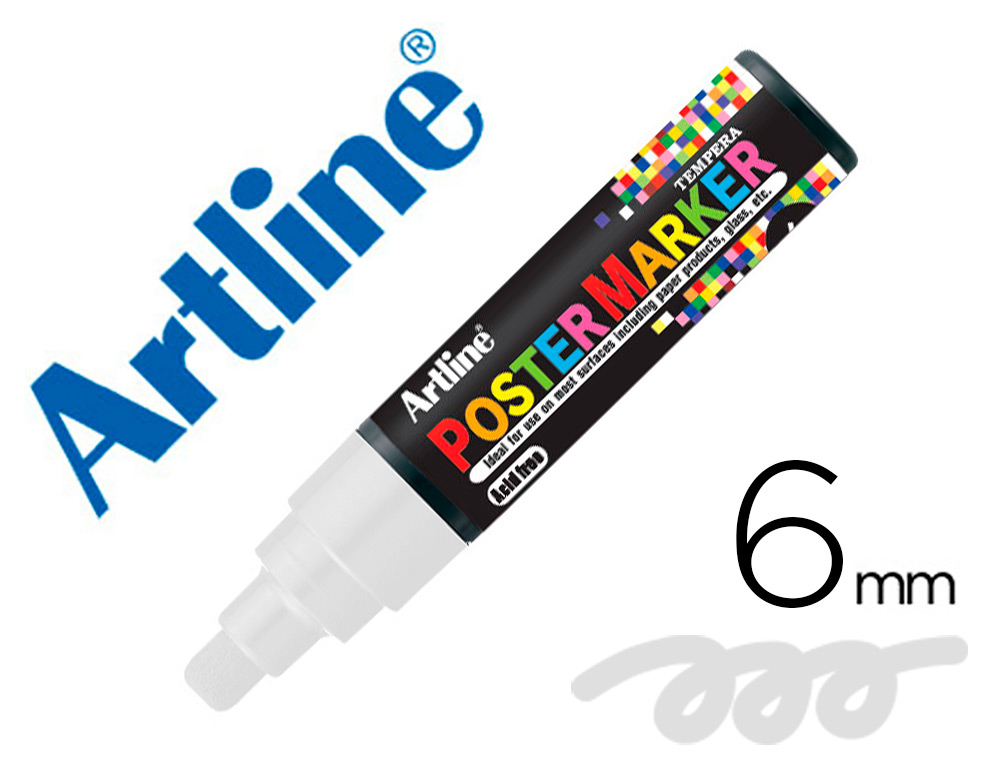 Rotulador artline poster marker epp-6-bla punta redonda 6 mm color blanco