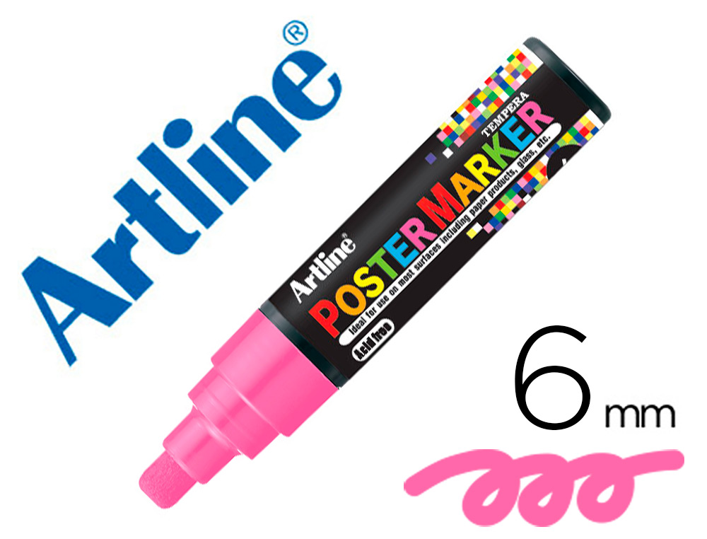 Rotulador artline poster marker epp-6-ros flu punta redonda 6 mm color rosa fluor
