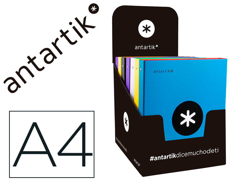 Carpeta 4 anillas 40 mm mixtas antartik a4 forrada colores surtidos
